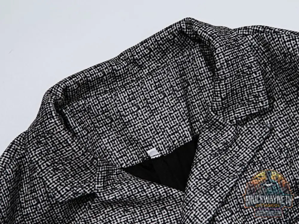 Blazer Homme Slim Fit Carreaux Double Boutonnage Polyester Gris Marron - Blazer Homme