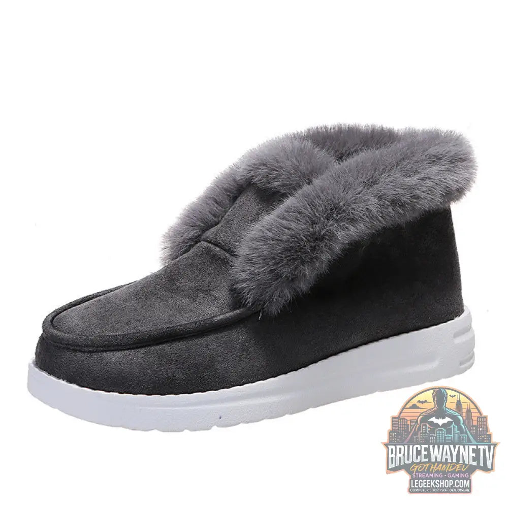 Bottes Neige Femme Courtes Fourrées Plates Grande Taille - Bottes Neige Femme