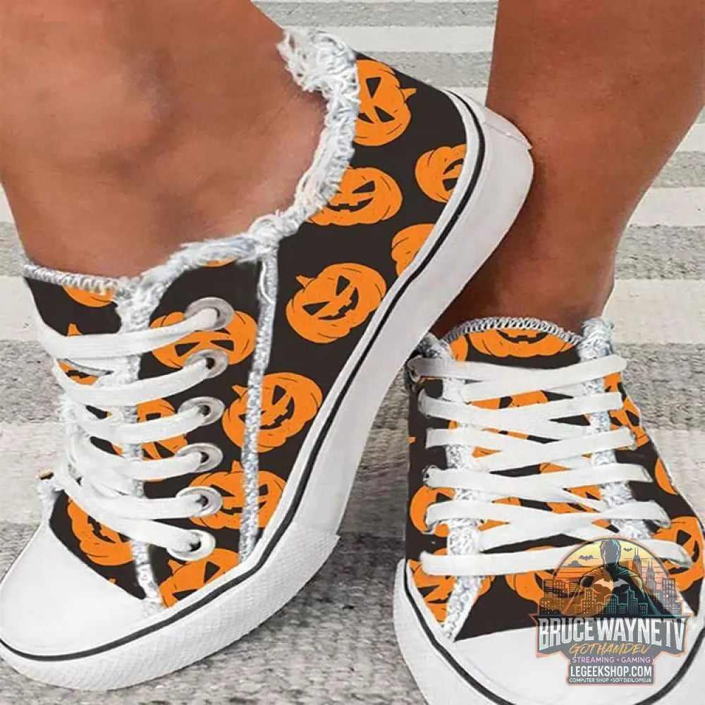 Chaussures Canvas Femme Graffiti Halloween Casual Lacets - Chaussures Canvas Femme