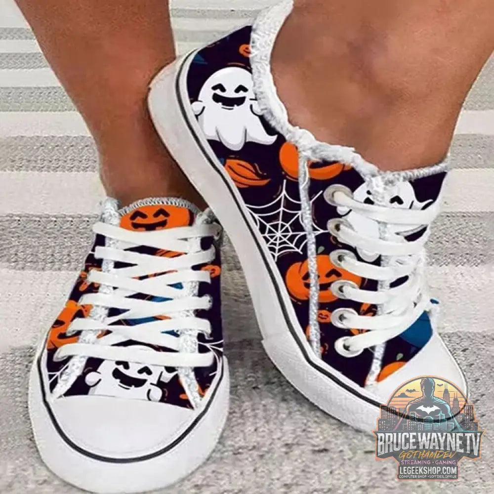Chaussures Canvas Femme Graffiti Halloween Casual Lacets - Chaussures Canvas Femme
