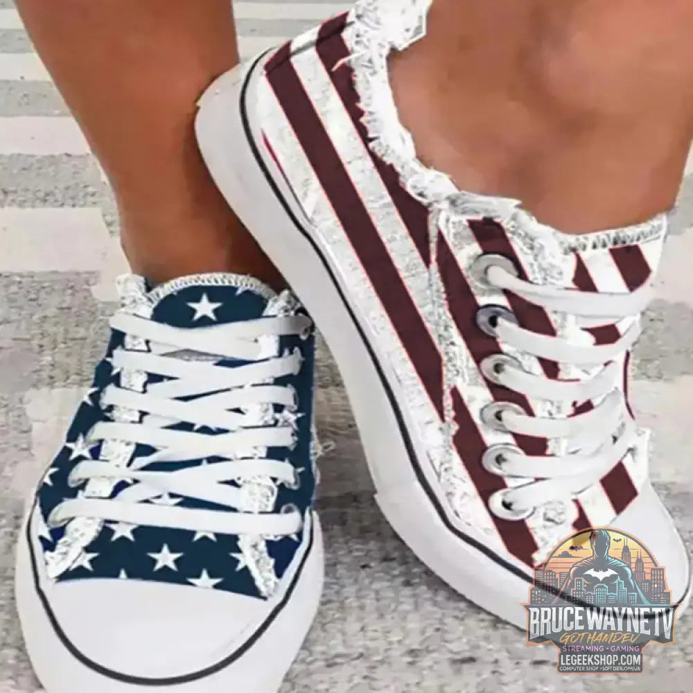 Chaussures Canvas Femme Graffiti Halloween Casual Lacets - Stripe / Size35 - Chaussures Canvas Femme