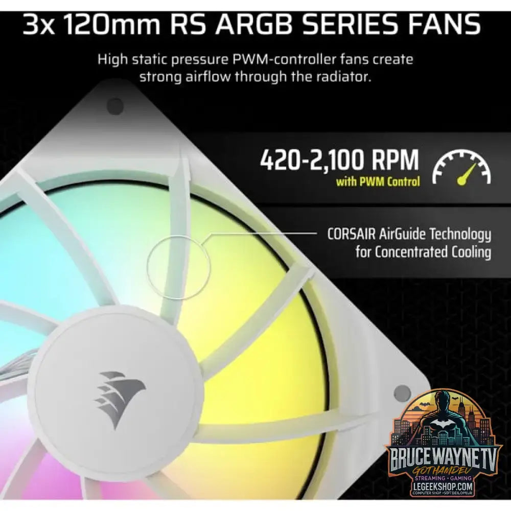 Corsair NAUTILUS 360 RS ARGB, Wasserkühlung weiß - Corsair - vue 3