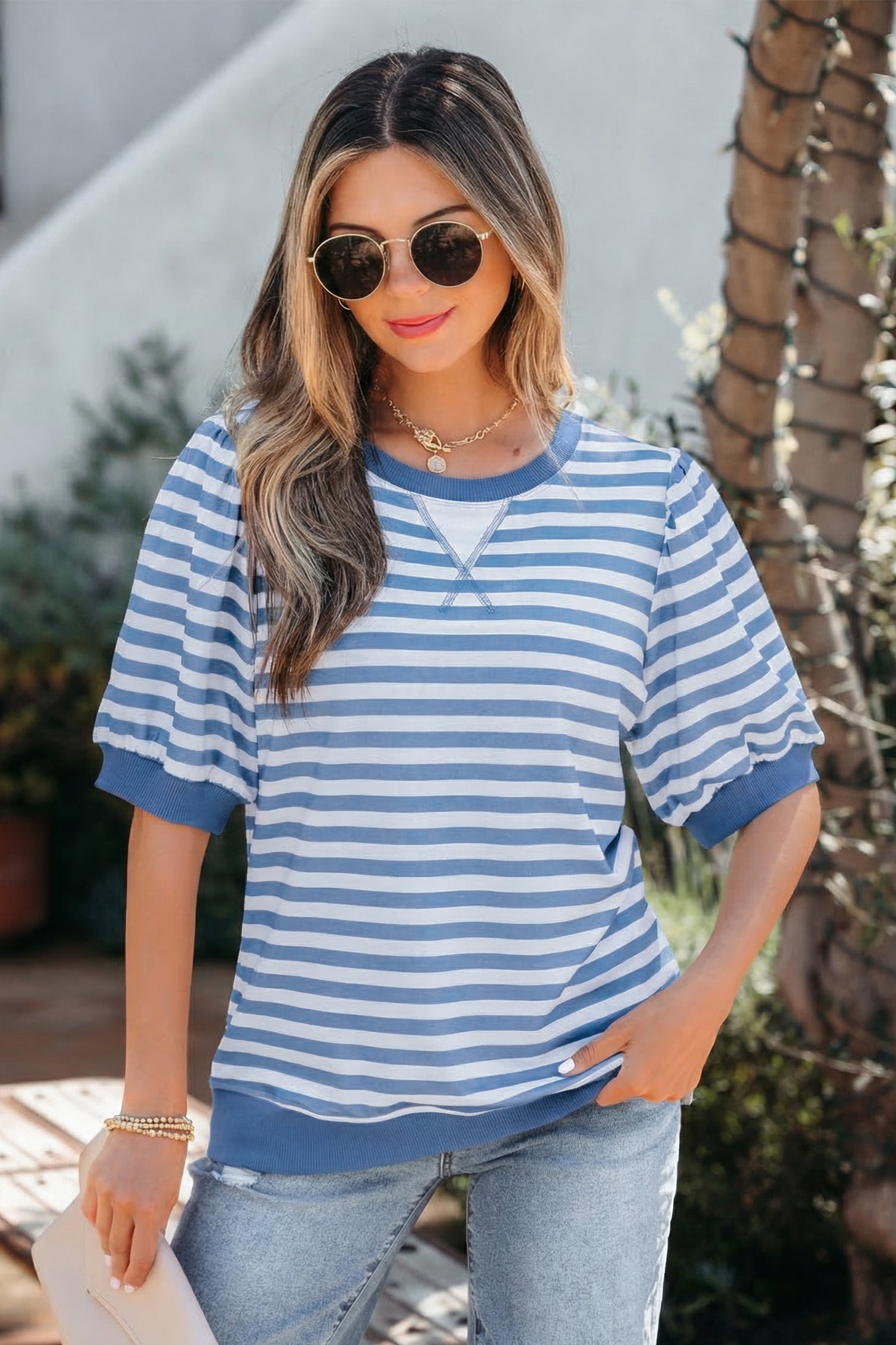 Orange Stripe Short Bubble — Tops/Tops & Tees, vue 4, LeGeekShop