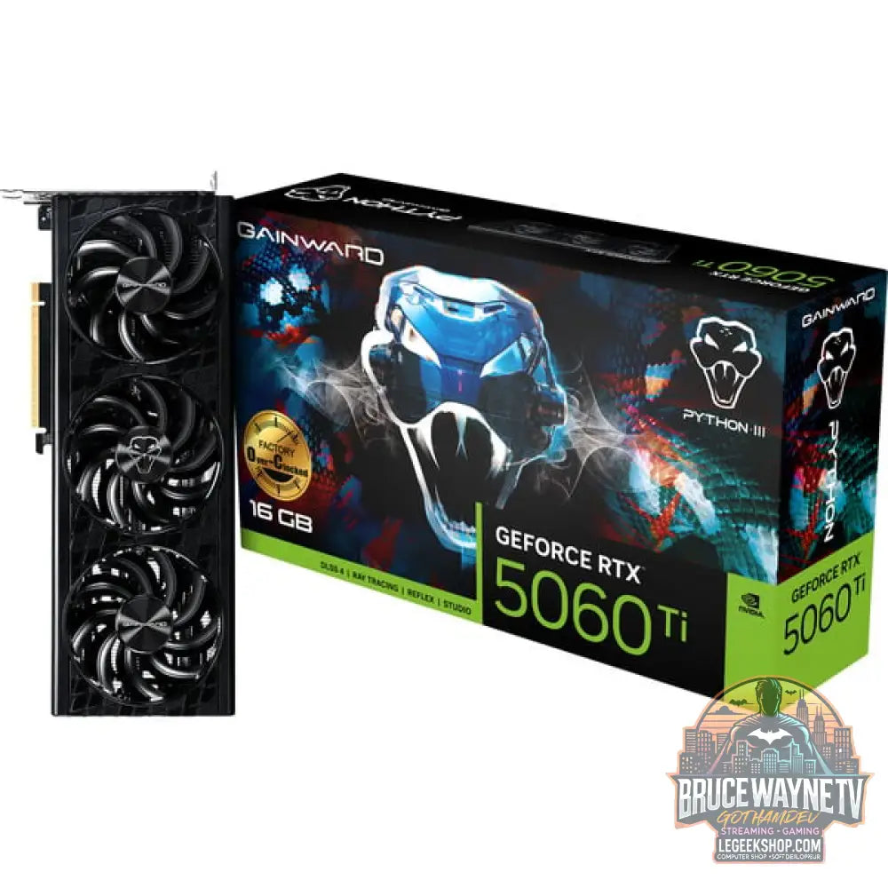 Gainward GeForce RTX 5060 Ti Python III OC 16GB, carte graphique DLSS 4, 3x DisplayPort, 1x HDMI 2.1 - Gainward
