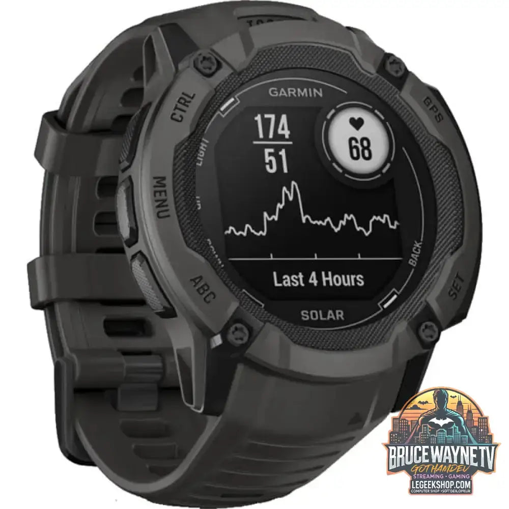 Garmin Instinct 2X Solar, Smartwatch dunkelgrau, 55 mm, Silikon-Armband - Garmin