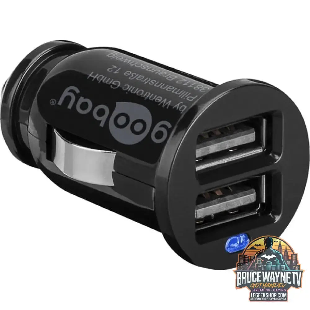 goobay KFZ Ladeadapter Dual, Ladegerät schwarz, max. 12W/2,4A 12/24V - goobay