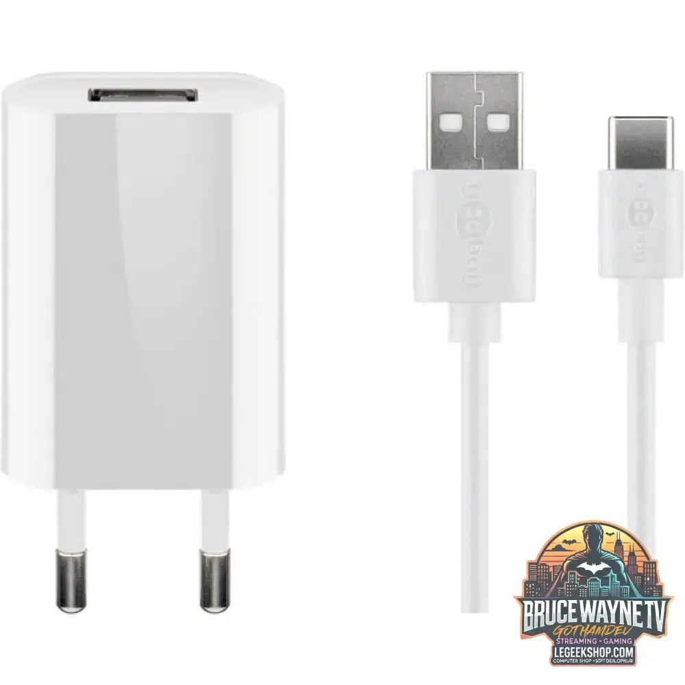 goobay USB-C Ladeset 5 Watt, Ladegerät weiß, 1 Meter Kabel USB-A > USB-C - goobay