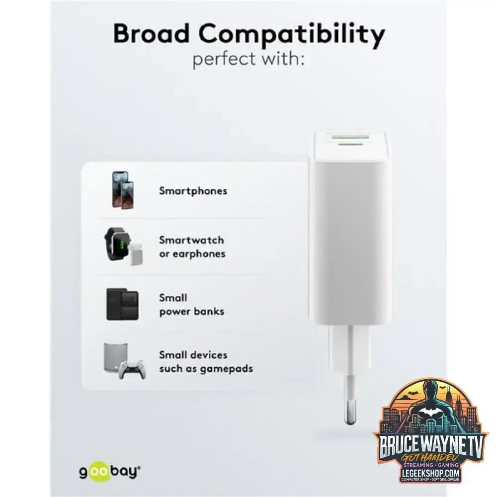 goobay USB-C PD GaN Dual-Schnelladegerät 30 W, wh weiß - goobay - vue 8