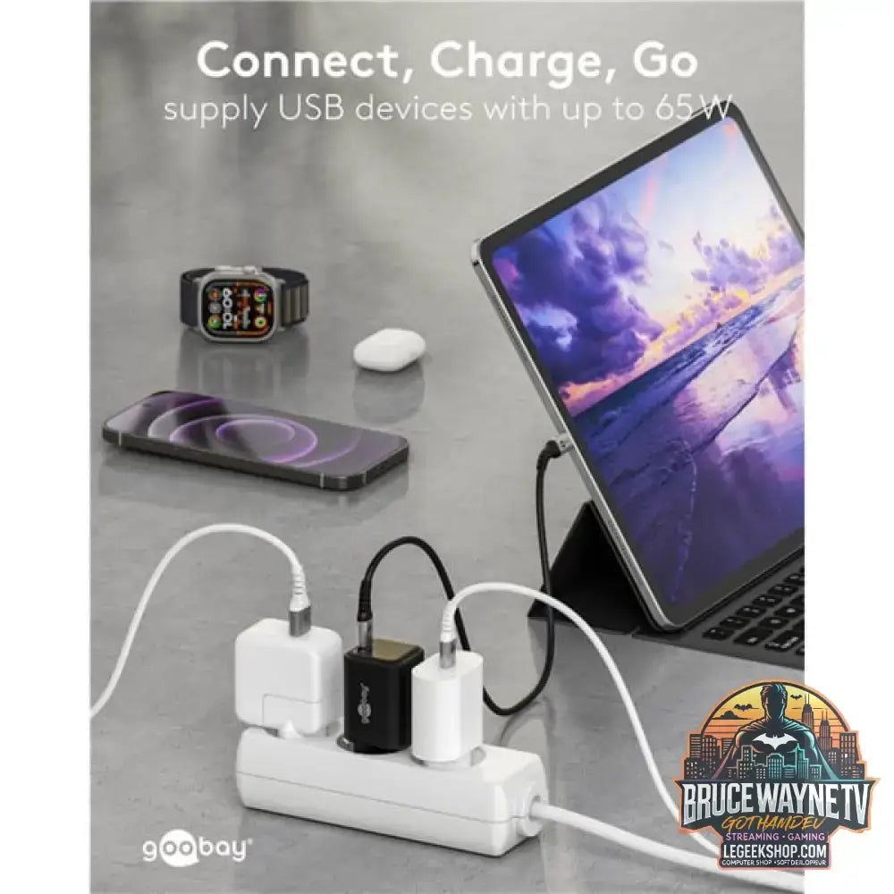 goobay USB-C PD GaN Schnelladegerät Nano 65 W schwarz - goobay - vue 6