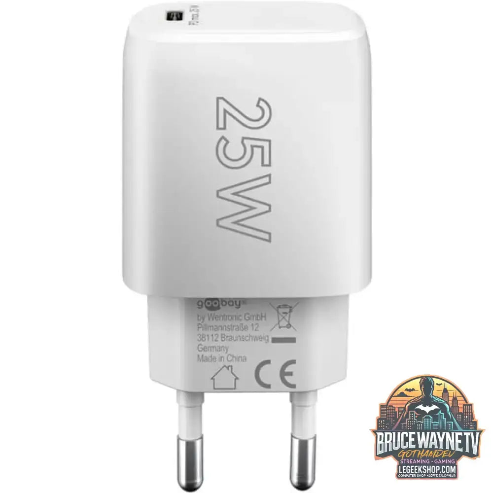 goobay USB-C PD GaN Schnellladegerät 25 Watt weiß, Power Delivery 3.0 - goobay - vue 3