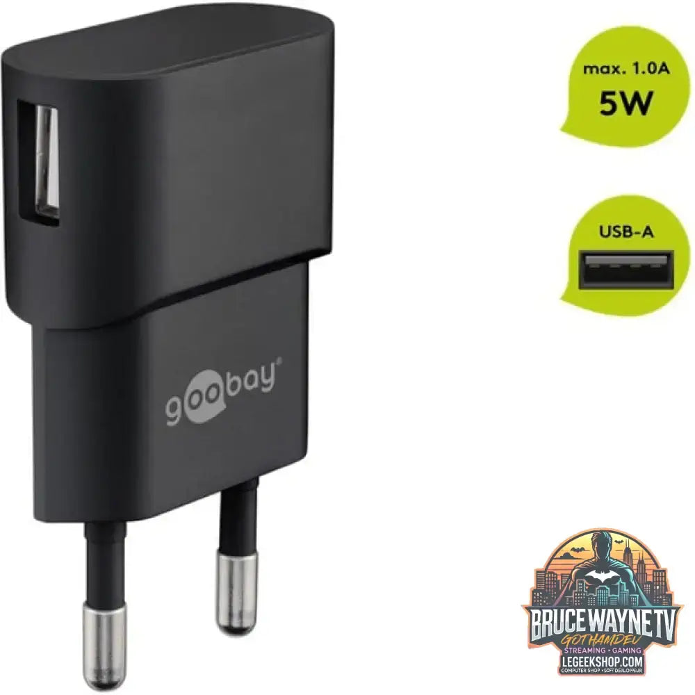 goobay USB-Ladegerät 1 A (5W) schwarz schwarz - goobay - vue 2