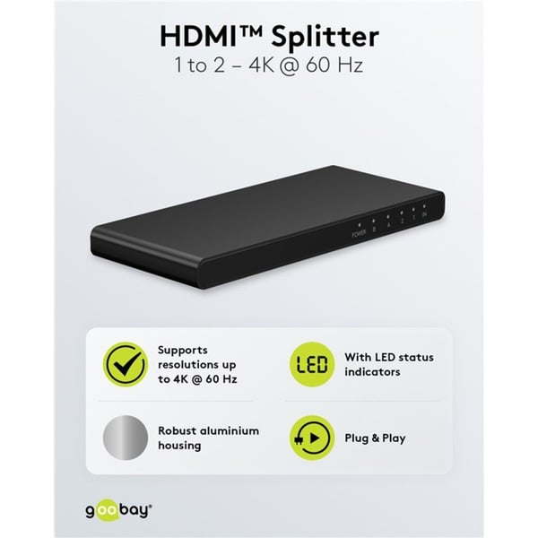 goobay HDMI Splitter 1 auf 2 (4K @ 60Hz) - goobay - vue 11