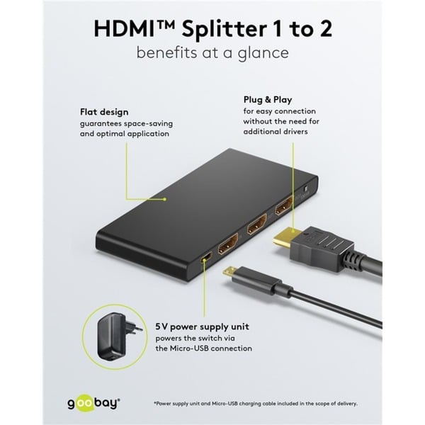 goobay HDMI Splitter 1 auf 2 (4K @ 60Hz) - goobay - vue 10