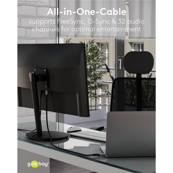goobay Plus DisplayPort 2.0/2.1 câble, 16K @ 60Hz, 80 Gbit/s - goobay - vue 14