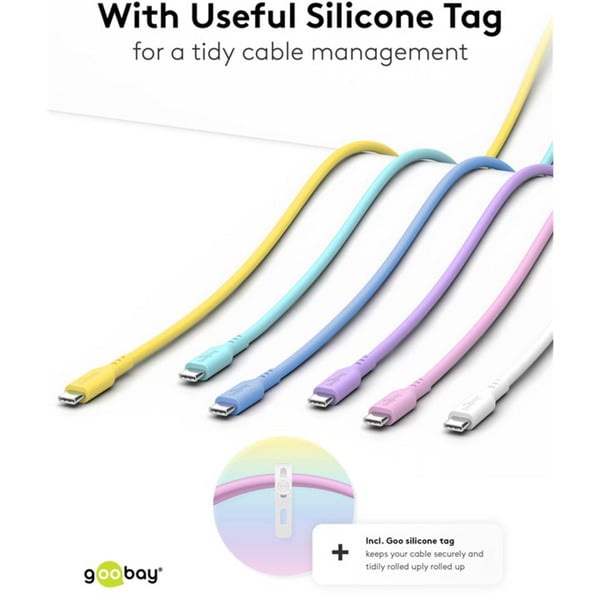 goobay USB 2.0 Silikonkabel gelb, USB-C Stecker > USB-C Stecker - goobay - vue 8