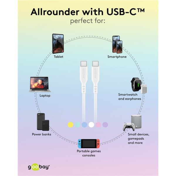 goobay USB 2.0 Silikonkabel pink, USB-C Stecker > USB-C Stecker - goobay - vue 12