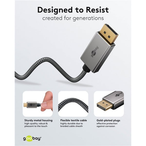 goobay USB Adapterkabel, USB-C Stecker > DisplayPort Stecker, 4K 60Hz - goobay - vue 9