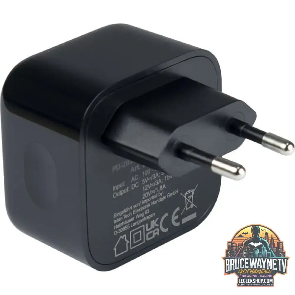 Inter-Tech Ladegerät PD-2036, 2x USB-C Charger schwarz, ohne Kabel, PD 36 Watt - Inter-Tech - vue 3
