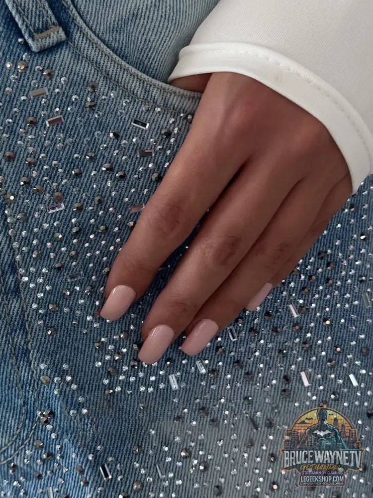 Jean Denim Strass Irréguliers Vintage Élégant - Jean Femme