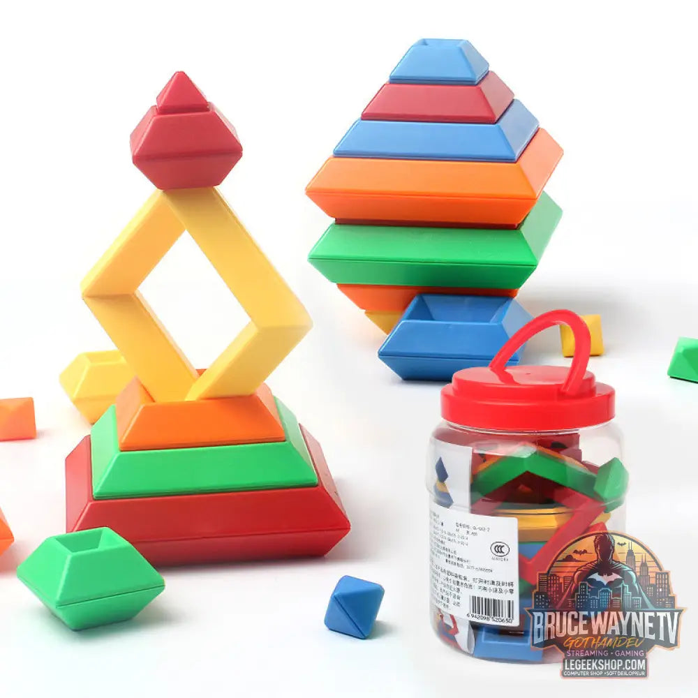 Jouet Éducatif Montessori Tour Arc-en-Ciel Bois Blocs Construction - A - Jouets Bébé