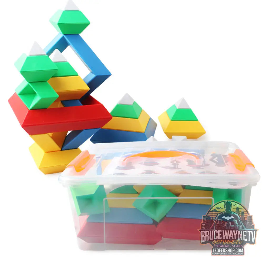 Jouet Éducatif Montessori Tour Arc-en-Ciel Bois Blocs Construction - B - Jouets Bébé