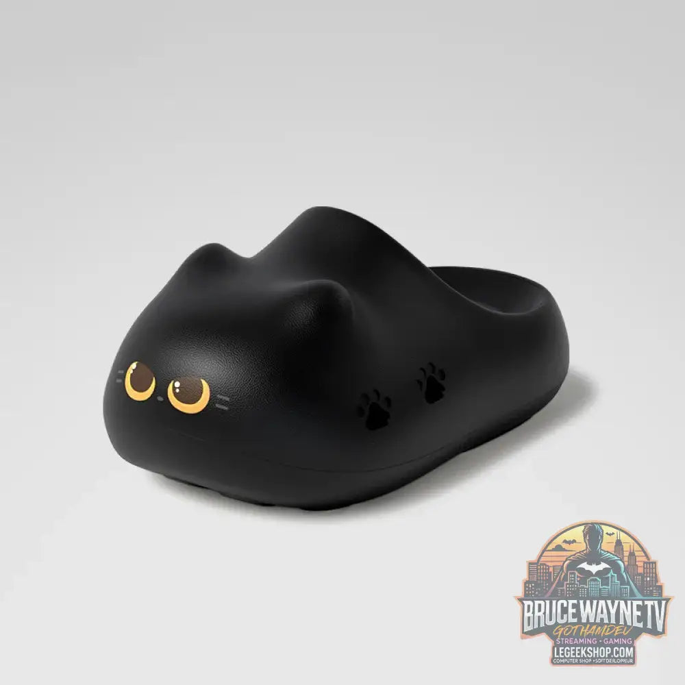 Kawaii kitty pantoufles de créateur femmes bas chat patte chaussures hiver chaud imperméable mules sabots femme chaton