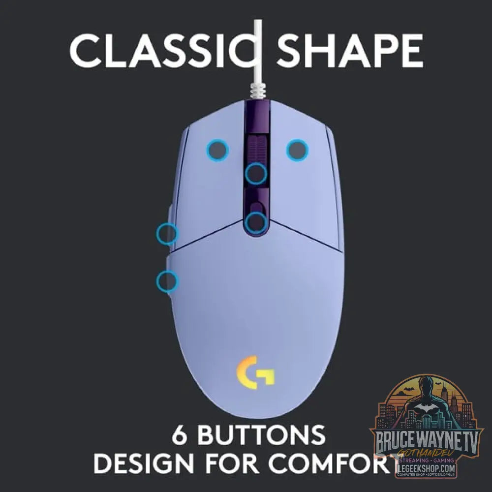 Logitech G203 LIGHTSYNC, souris gaming - vue 4