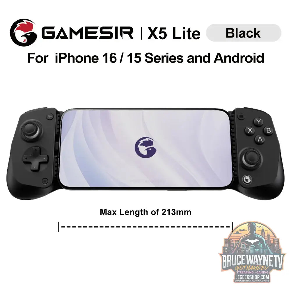 Manette de jeu mobile GameSir X5 Lite pour iPhone 16 15 Series iPad Mini tablette Android Y700 contrôle iOS - Black