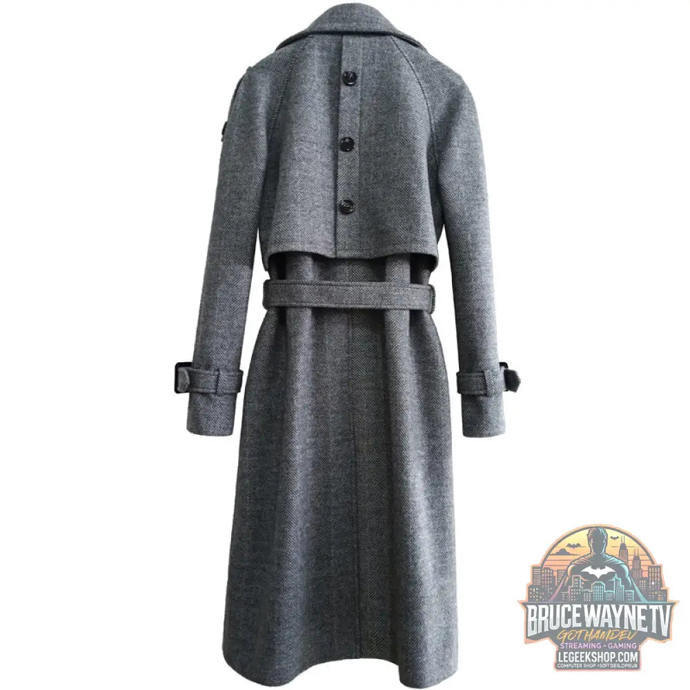 Manteau Long Laine Homme Chevrons Élégant Hiver - Manteau Long Homme