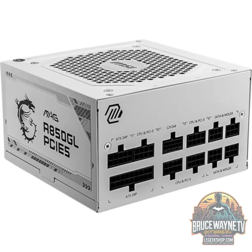 MSI MAG A850GL PCIE5 WHITE, alimentation PC - MSI - vue 3