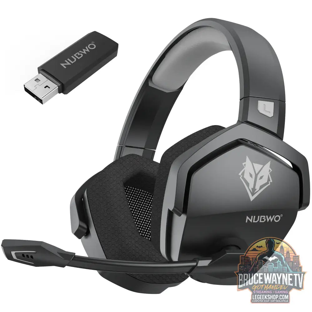 NUBWO G06 Double Casque Gaming Sans Fil 2.4GHz/BT 5. - BalckGray - Casque Gaming