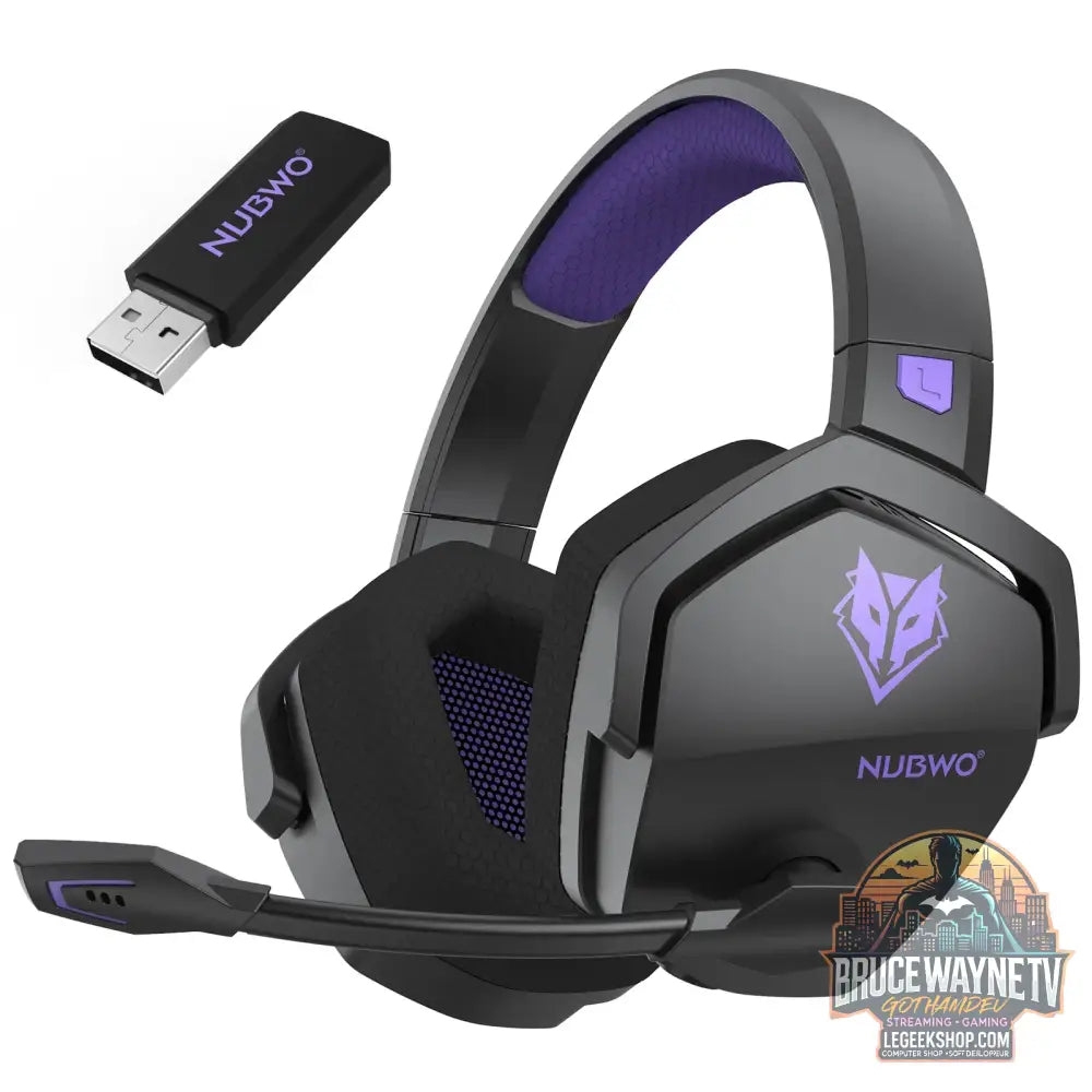 NUBWO G06 Double Casque Gaming Sans Fil 2.4GHz/BT 5. - BalckPurple - Casque Gaming