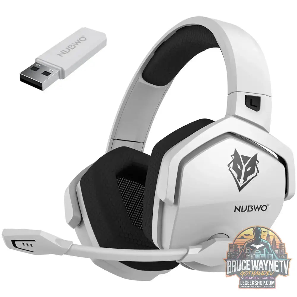 NUBWO G06 Double Casque Gaming Sans Fil 2.4GHz/BT 5. - White - Casque Gaming