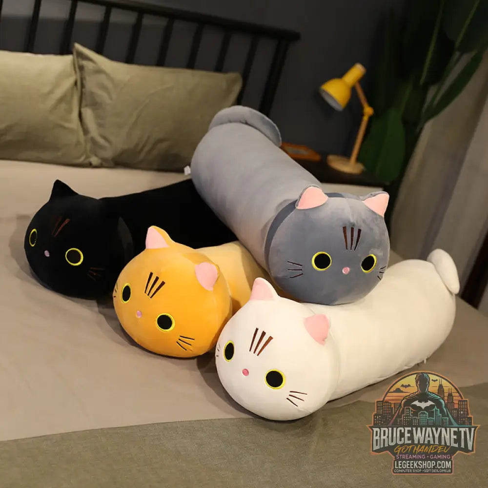Peluche Chat Géante Coussin Oreiller Long Doux Décoration - Peluche