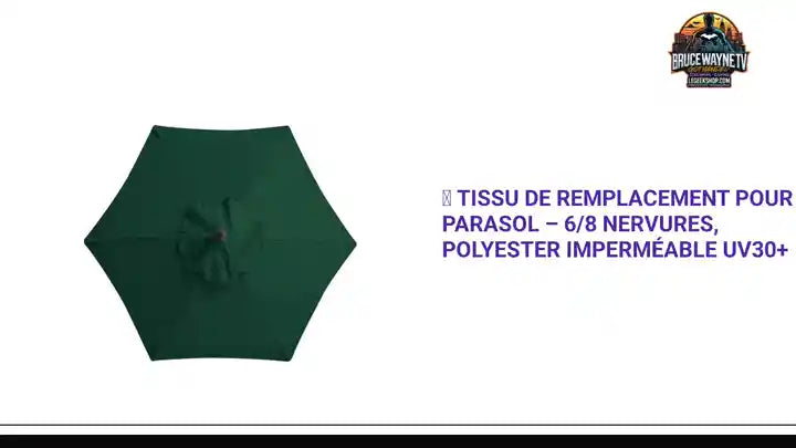 ☀️ Tissu de remplacement pour parasol – 6/8 nervures, polyester imperméable UV30+ by@Outfy