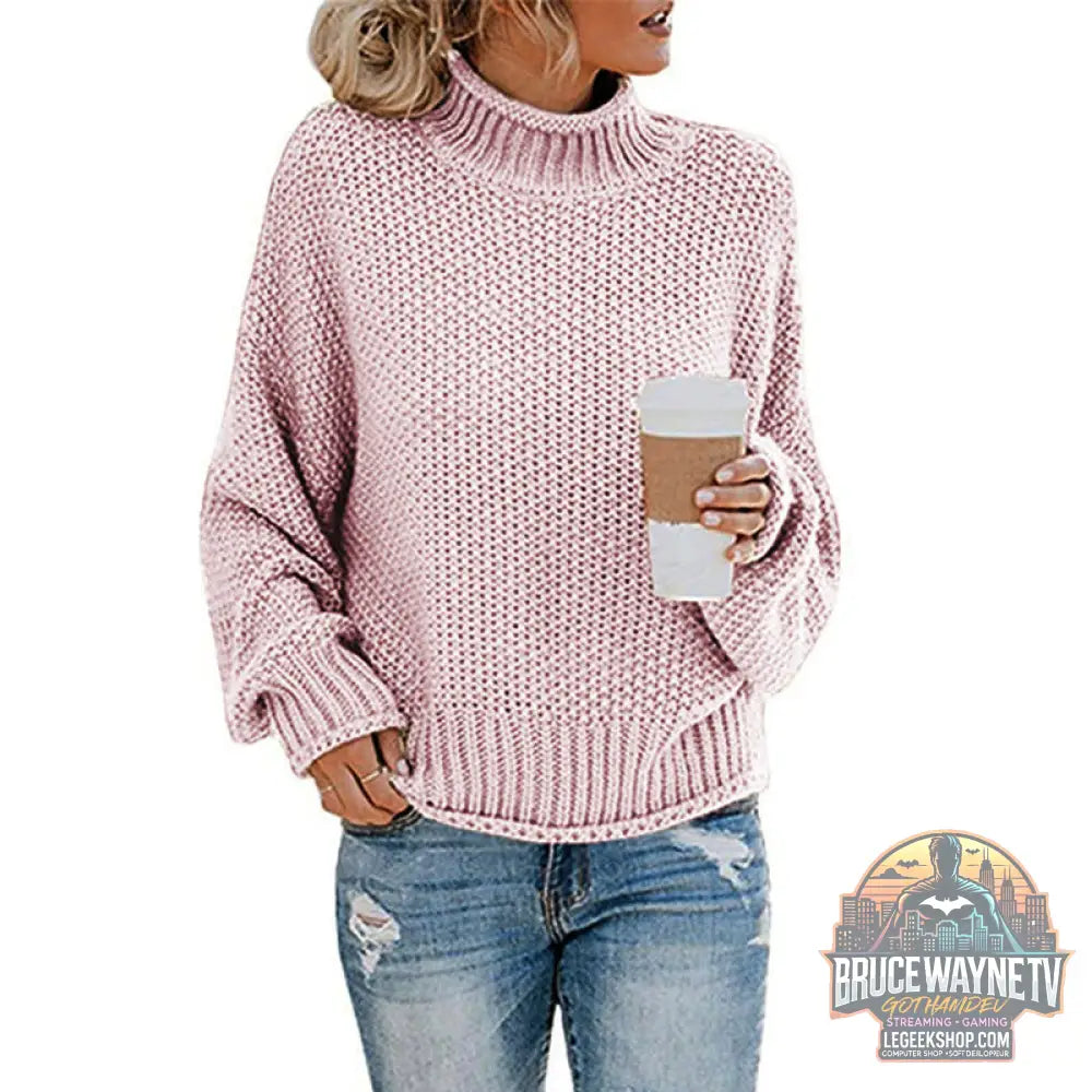 🧶 Pull Femme Col Roulé Tricoté Uni Casual 🧶 - Purple / 3XL - Pull Femme