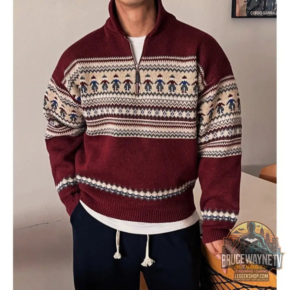 Pull Homme Motif Cerf Peluche Loose Tendance Artistique - Pull Homme