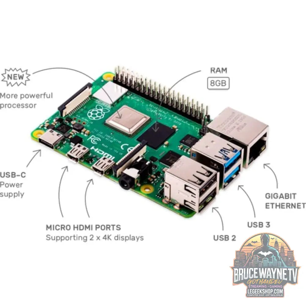 Raspberry Pi Foundation Raspberry Pi 4 model B 8GB LPDDR4, carte mère - Raspberry Pi Foundation - vue 2