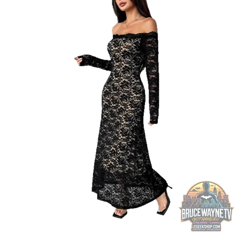 👗 Robe Longue Femme Col Off-Neck Slim Fit Élégante 2025 👗 - Robe Longue Femme
