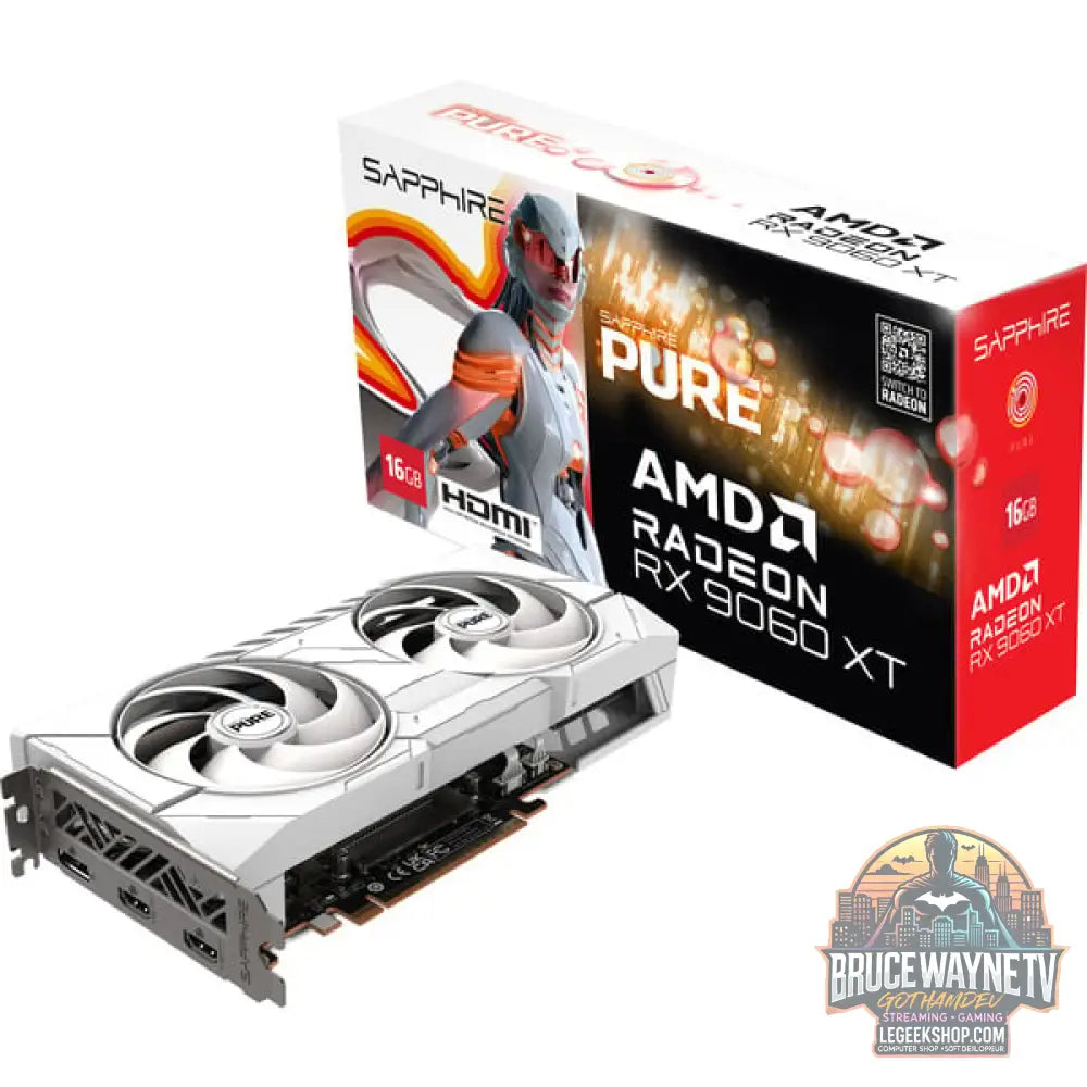 SAPPHIRE Radeon RX 9060 XT PURE 16GB, carte graphique blanc - SAPPHIRE