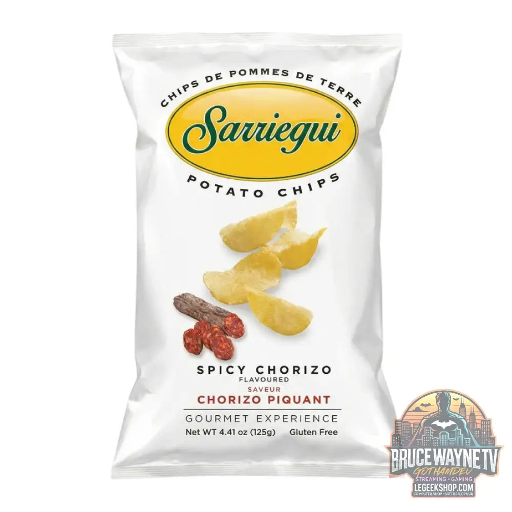 Sarriegui Chips de pommes de terre Chorizo épicé chips épicées au goût de chorizo de 125g (Paquet de 10) - Snacks &
