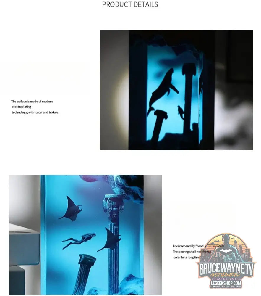 Statues lumineuses en résine bois artisanat d’art marin grotte baleines plongeurs décorations de Table familiale