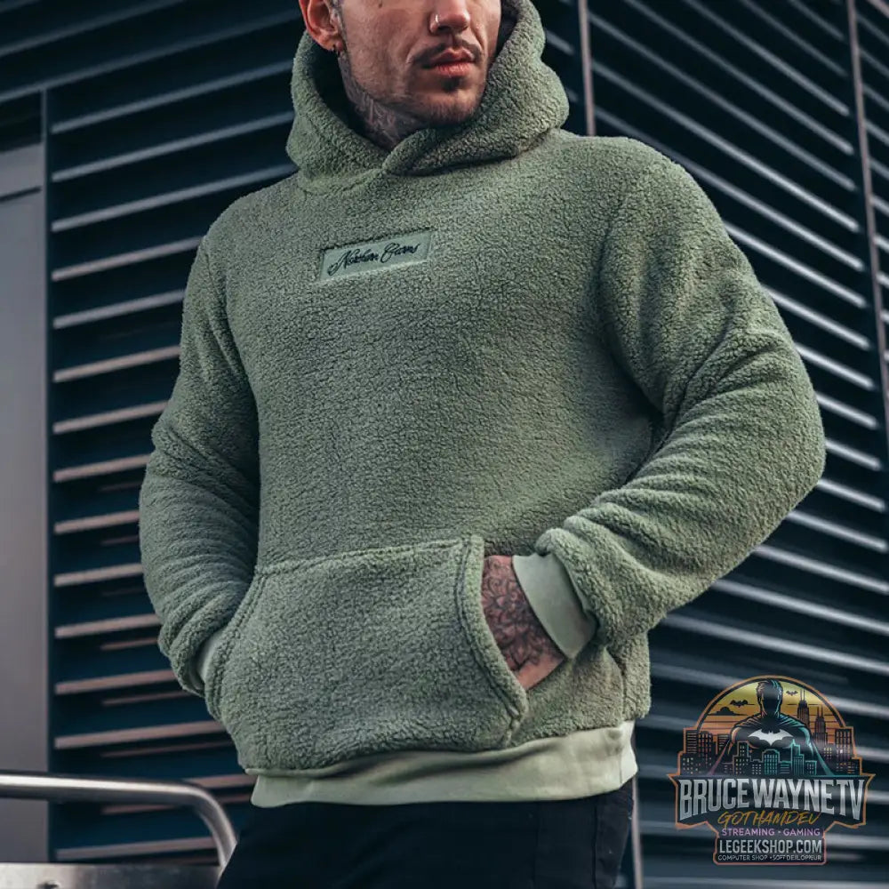 👕 Sweat Capuche Homme Peluche Grande Poche Confort 👕 - Olive Green / S - Sweat à Capuche Homme