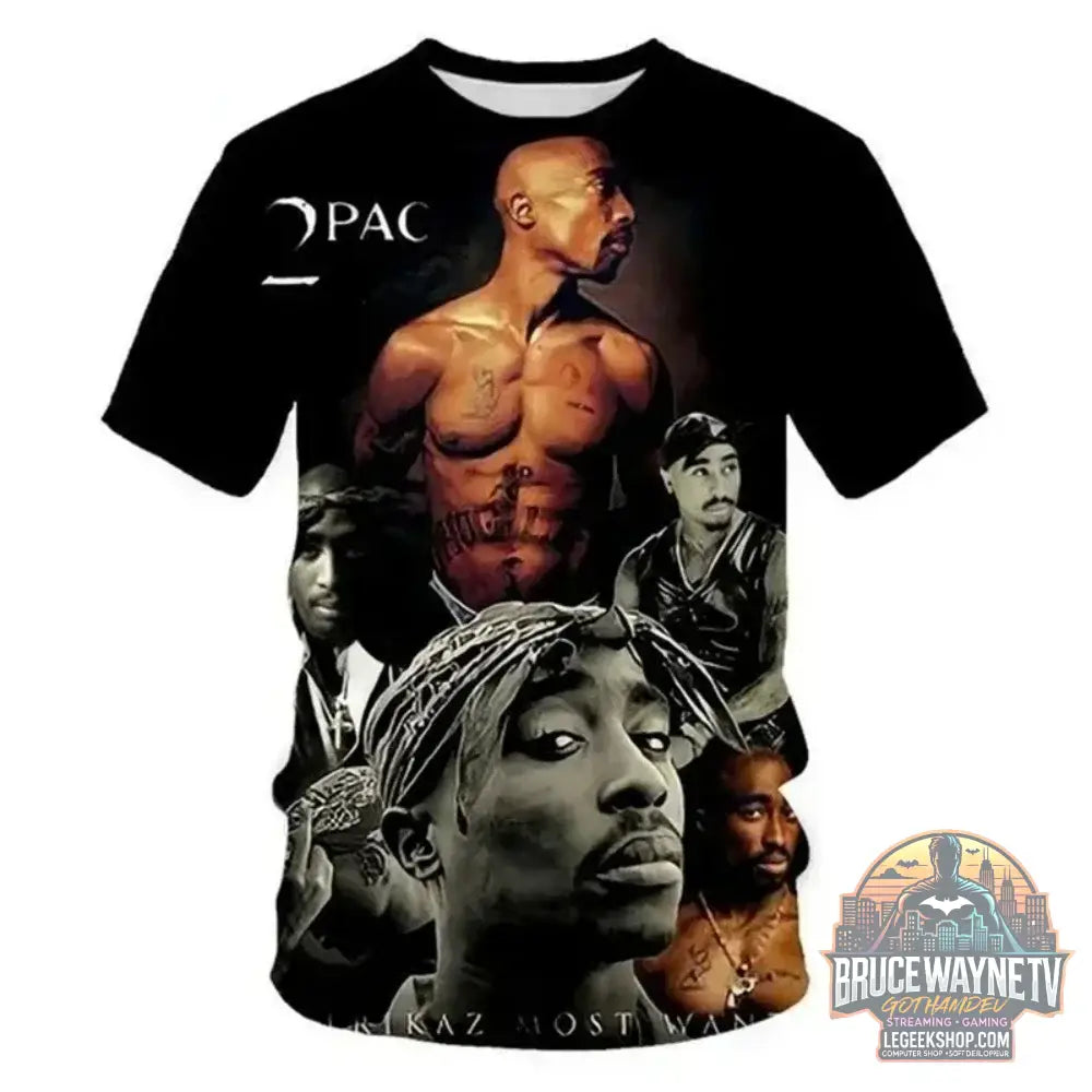 T-Shirt Homme Harajuku 2Pac Hip Hop Graphique Été - S49TX7216 / M - T-Shirt Homme