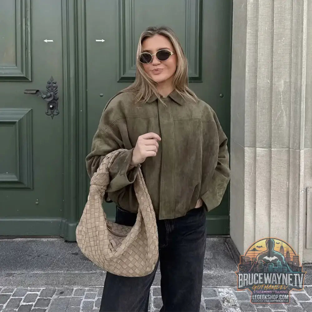 Veste Bombardier Femme Col Rabattu Vintage Chic Printemps - Veste Femme