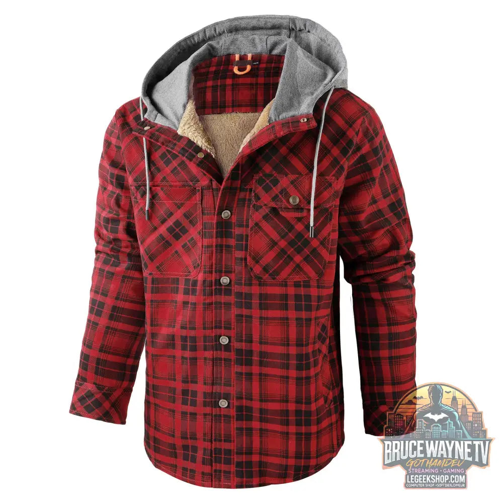 Veste Chemise Carreaux Homme Doublée Polaire Capuche Hiver - Veste Chemise Homme