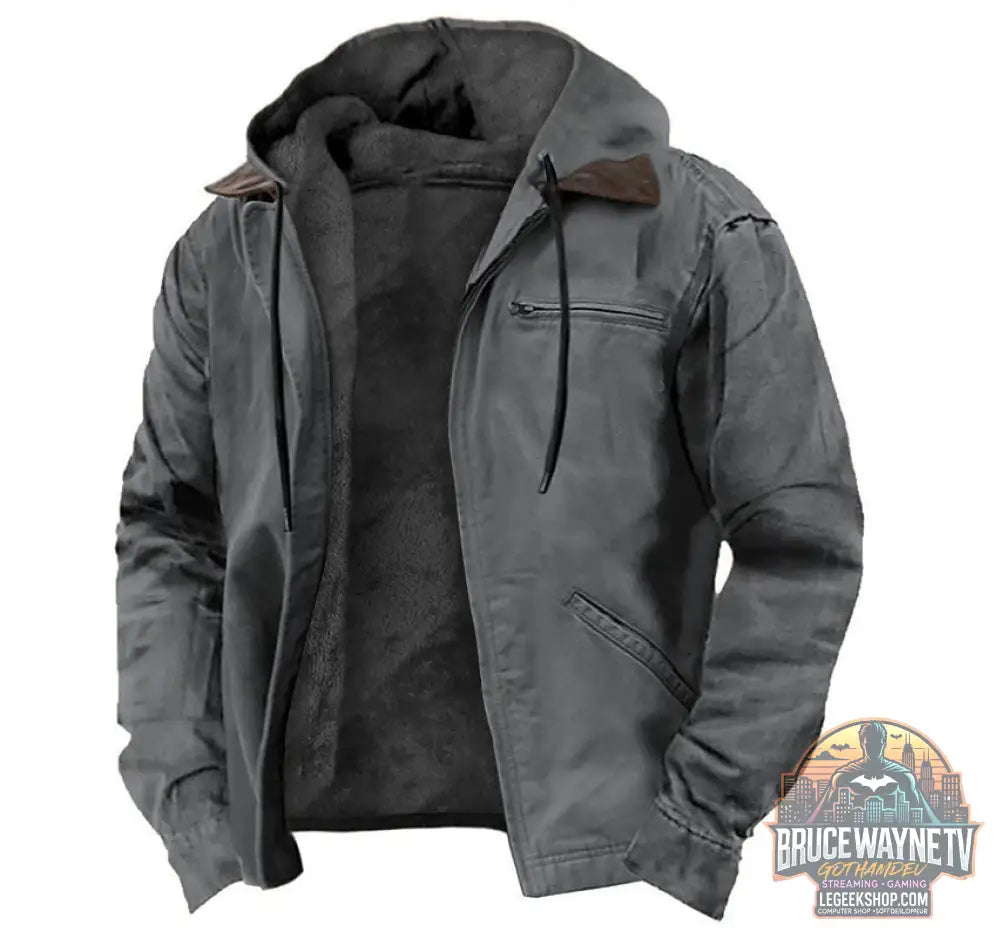 🧥 Veste Hiver Capuche Homme - Manteau Chaud Polaire Zip Poches 🧥 - Gray / S - Veste Hiver Capuche Polaire