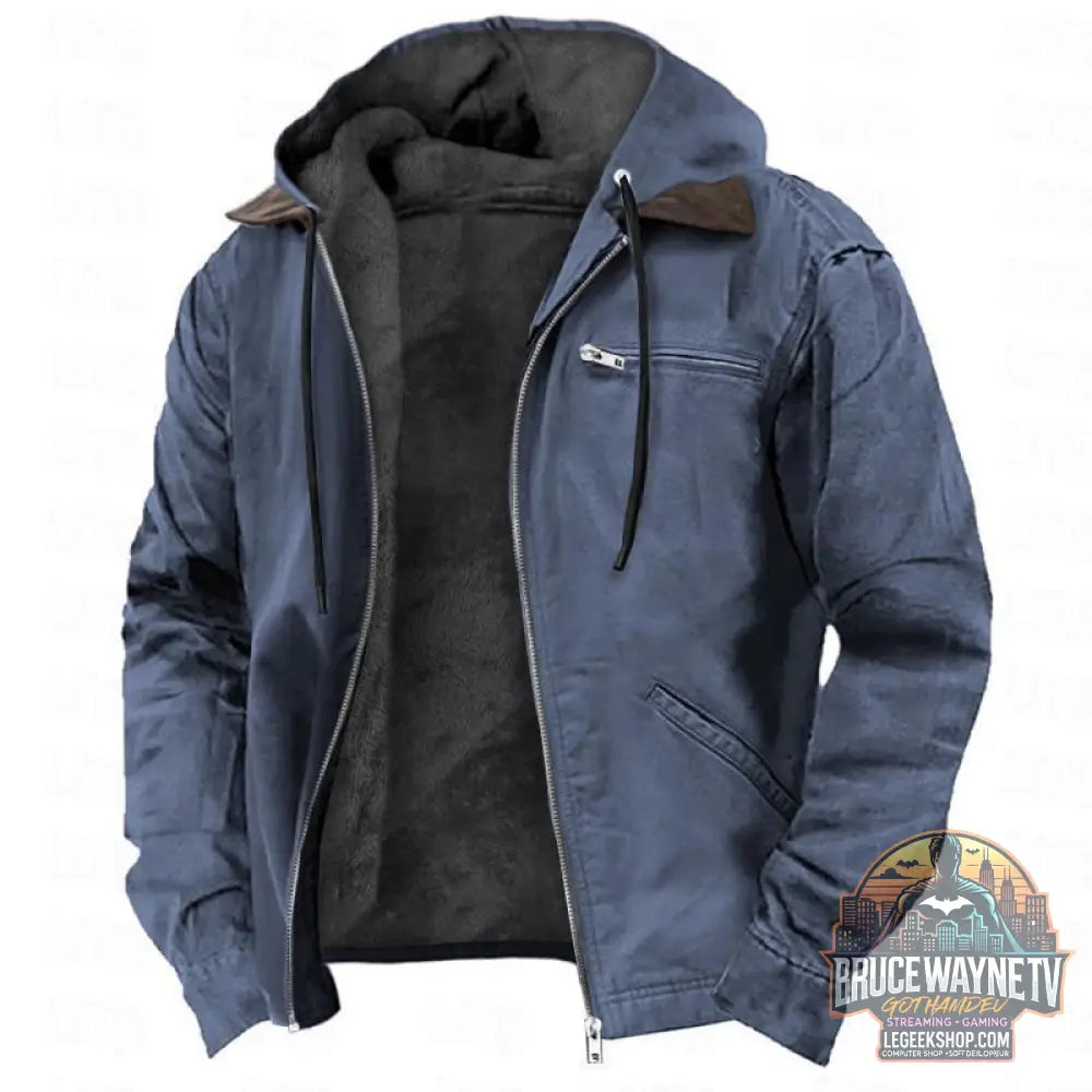 🧥 Veste Hiver Capuche Homme - Manteau Chaud Polaire Zip Poches 🧥 - Navy Blue / S - Veste Hiver Capuche Polaire