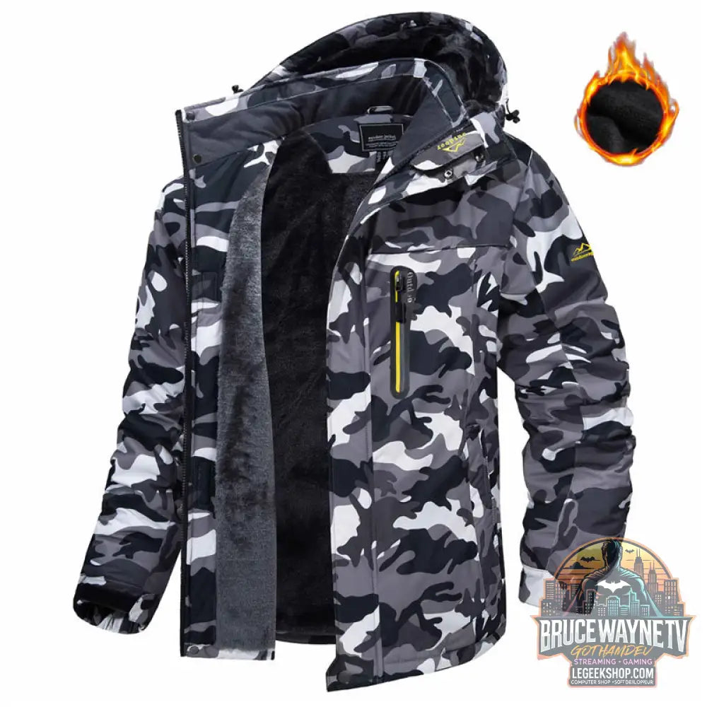 Veste Hiver Homme Capuche Polaire Imperméable Coupe-Vent - Black camouflage / XL - Veste Homme