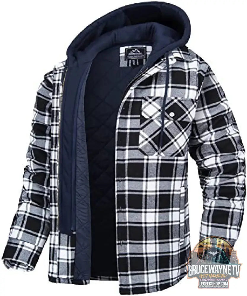 🧥 Veste Homme Carreaux Capuche Rembourrée Hiver Chaud 🧥 - Black / S - Veste Homme